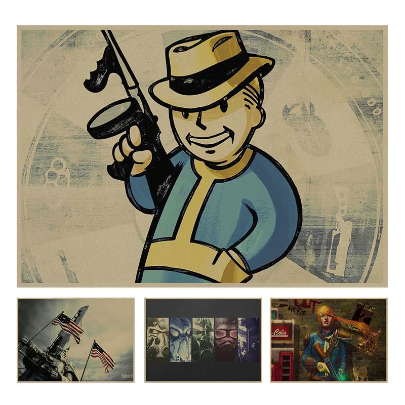 Fallout 3 4 игровые Ретро фотообои для бара кафе домашний декор живопись Настенная