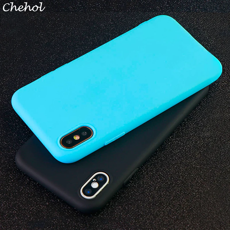 Однотонные чехлы для телефонов iPhone 6s 7 8 Pluls X XS MAX XR черный чехол с изображением