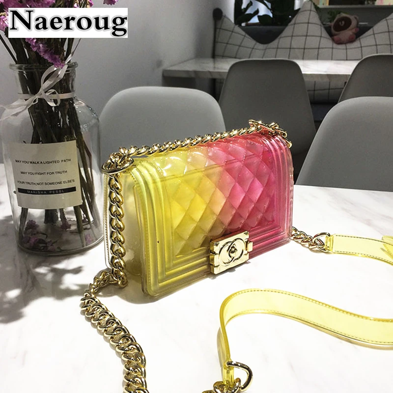 

Fashion Diamond Lattice Jelly Bags Chain Panelled Shoulder Messenger Bag Quality Women Famous Design Channels Handbags and Purse