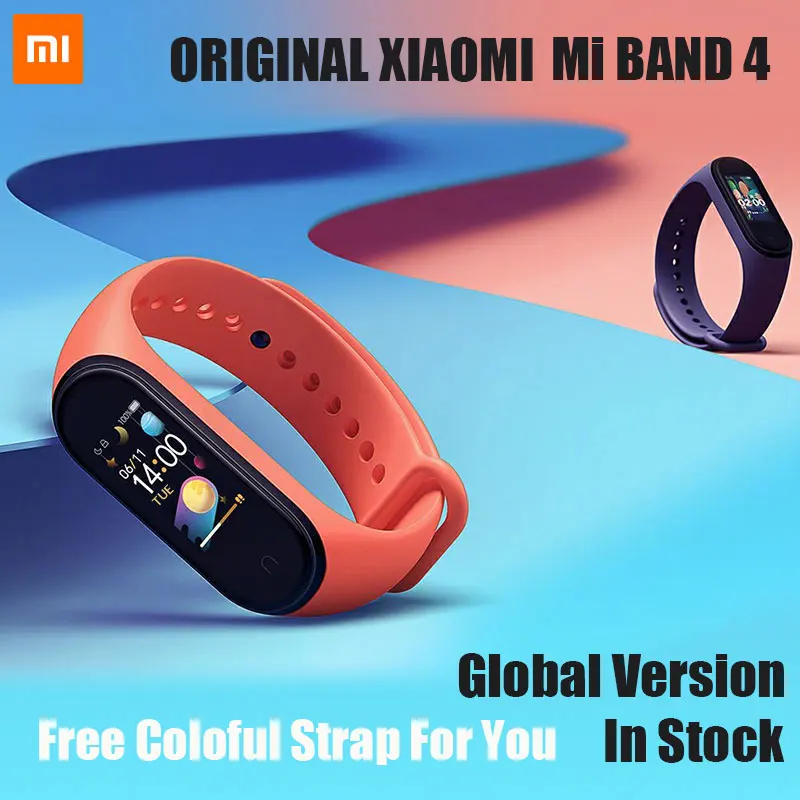 Xiaomi mi Band 4 фитнес-браслет для плавания 5 АТМ шагомер спортивный смарт-браслет 0,9" цветной AMOLED экран mi Band 4 Bluetooth 5,0