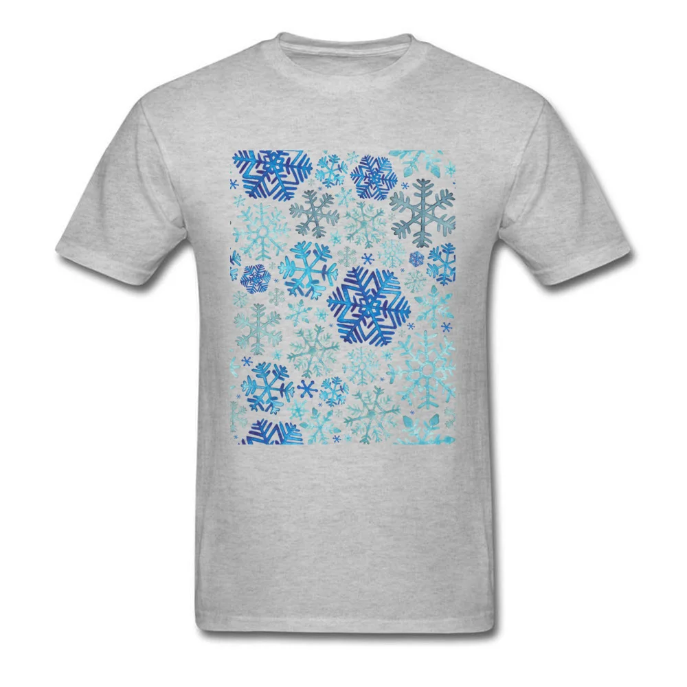 2018 Men Tshirts Crew Neck Short Sleeve Cotton Fabric Snowflakes Tops Shirt Summer T-Shirt Drop Shipping Snowflakes grey