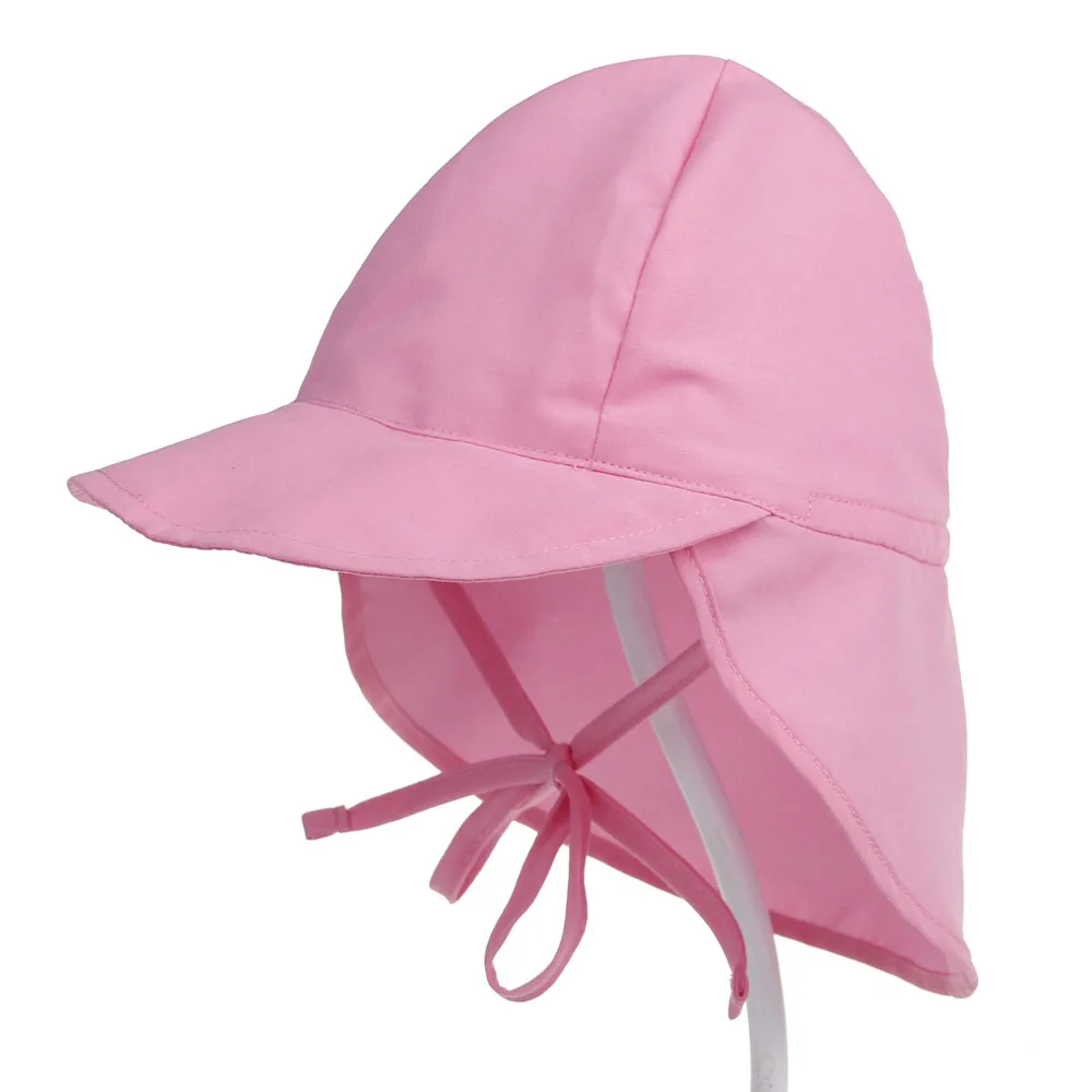 7 цветов UPF50+ УФ-защита хлопок Панама Шляпа Лето новорожденный унисекс ребенок дети солнцезащитный колпак - Цвет: Розовый