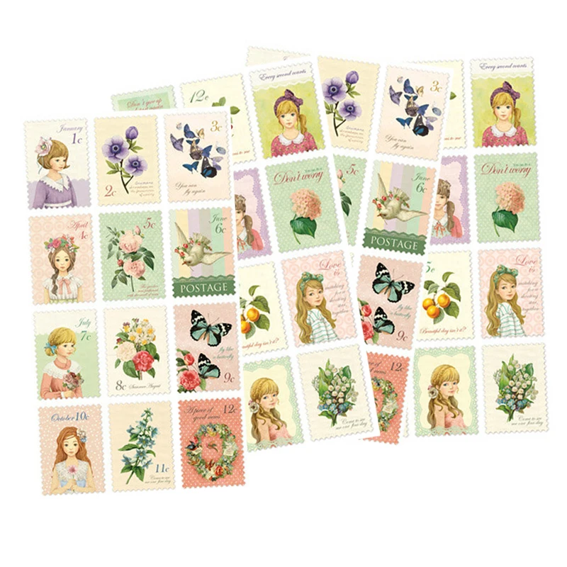 

1pcs/lot Lovely Alice Little Girls Petit Postage Vintage Stamp Sticker Diary Scrapbooking Decorative DIY Stickers Stationery
