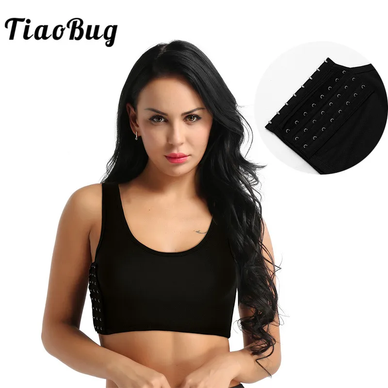 TiaoBug ผู้หญิง Breathable Super หน้าอกแบน Binder สั้น Corset Sport Bra