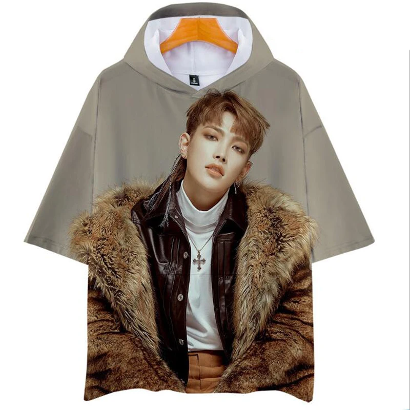 Корейская Мода KPOP ATEEZ альбом 3D печать короткий рукав с капюшоном футболка Женская Мужская Harajuku Повседневная Свободная хип хоп футболка летние топы