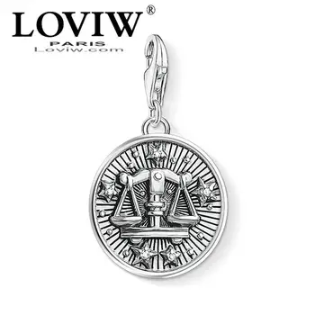 

Charm Pendant Zodiac Sign Libra thomas sabor Summer Fashion Jewelry Pure silver-plate Gift For Women Men Fit Bracelet