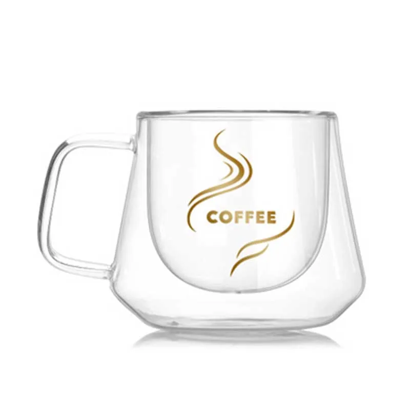 New 200mL Double Wall Glass Mug Office Mugs Heat Insulation Double Coffee Mug Coffee Glass Cup Drinkware Milk Drop Shipping