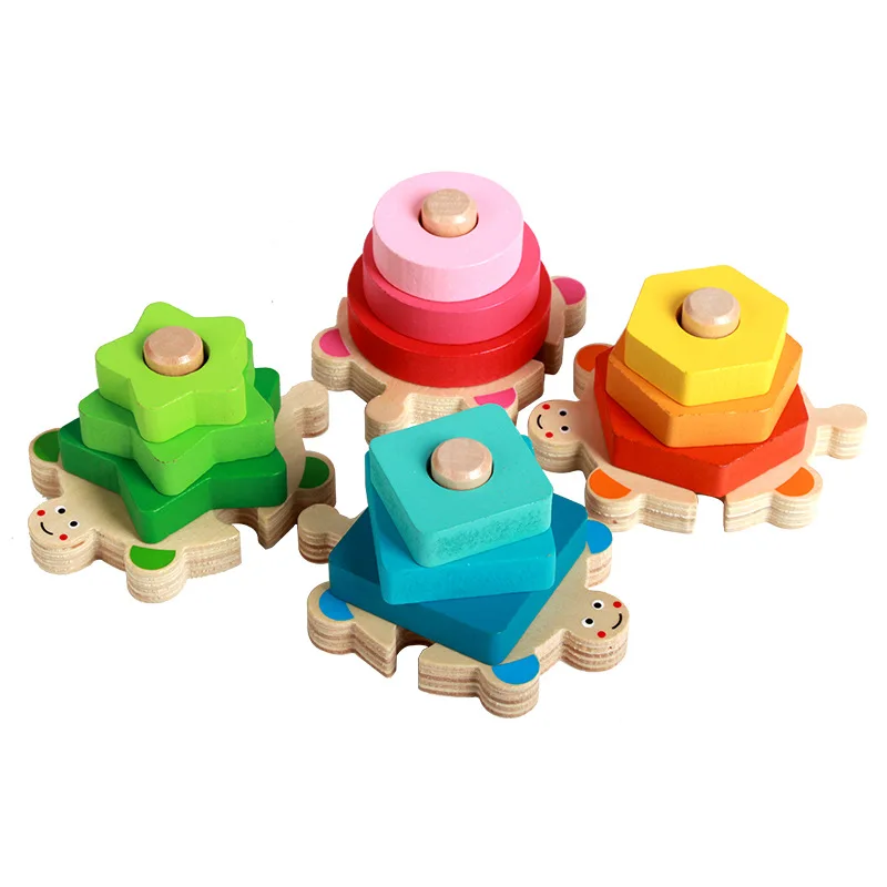 

NEW Color Intelligence Assembling Small Turtle Shape Pairing Four Sets Children's Puzzle Wooden Toys Gift for Children