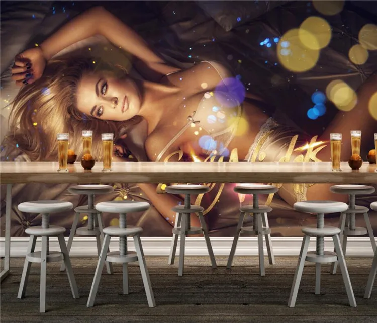 

Europe nightclub DJ beauty background wall paper KTV sexy girl bar wallpaper cool living room sofa TV murals papel de parede