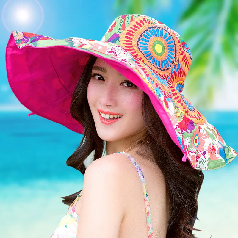 Портативная Красивая пляжная шляпа, устойчивая к ультрафиолетовому излучению, складная летняя шляпа для улицы, женский цветочный дизайн
