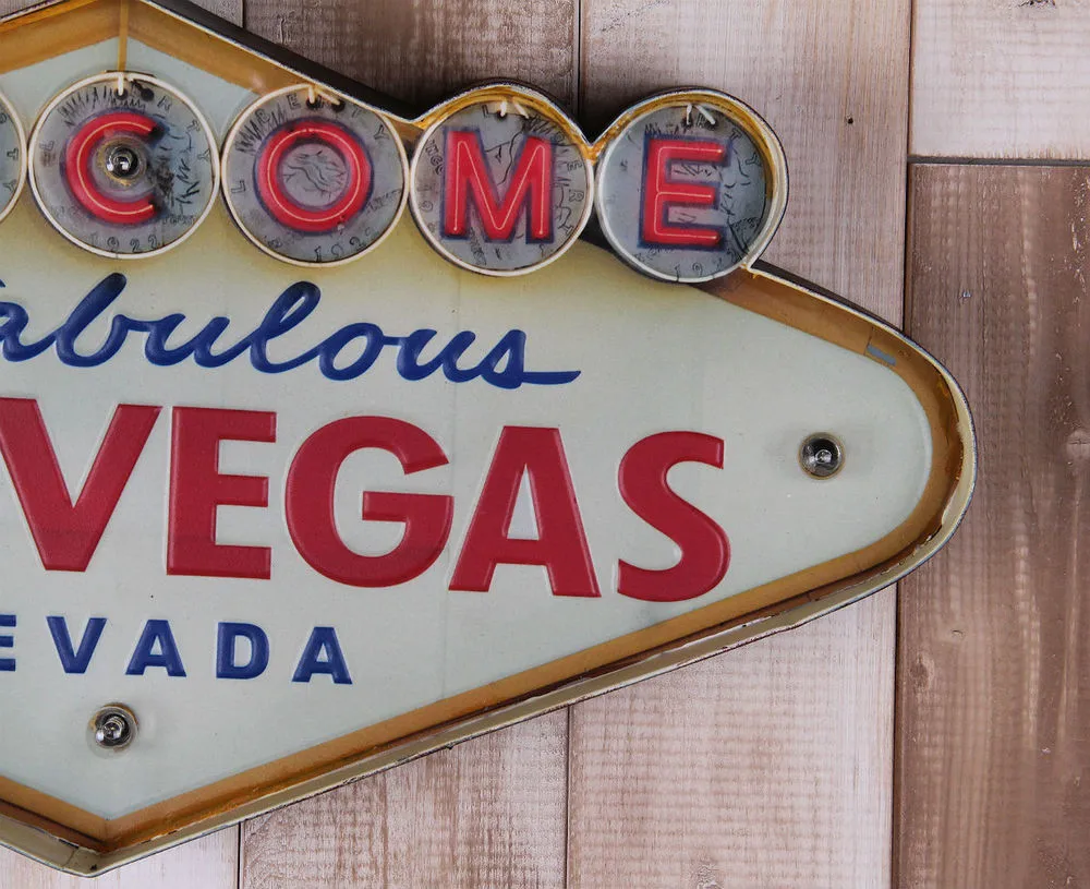 Неоновая вывеска декоративная картина в стиле Лас-Вегаса Кованое железо настенное украшение с подсветкой знак приветствия подвесной светодиодный металлический знак