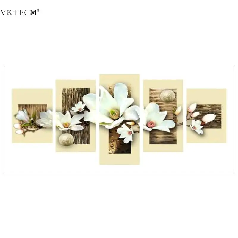 

5pcs Diamond Painting Flower Embroidery 5D DIY Full Drill Cross Stitch for Home Decor Mosaic Kit Art Wall Room Sticker Picture