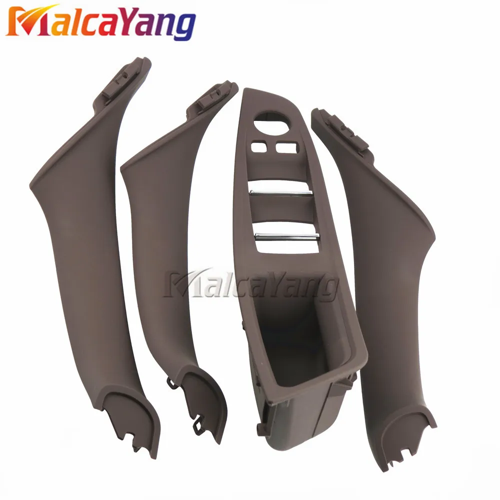 Best 4 pc Left Hand Drive LHD Car Interior Inner Door Armrest Handle Panel Pull Trim Cover Gray Beige Black For BMW 5 series F10 F11