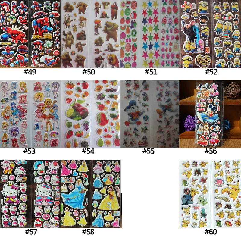 Микс Мути стиль 1000 листов объемные наклейки на ноутбук Единорог Микки Пуффи стикер 3D мультфильм игрушки для детей brinquedos
