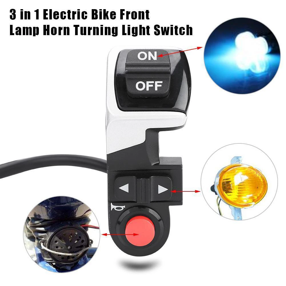 

3 In 1 Rainproof Electric Bicycle Shock Resistant DIY Control Switch Turn Signal Light Rear Lamp Durable Accessory Plastic