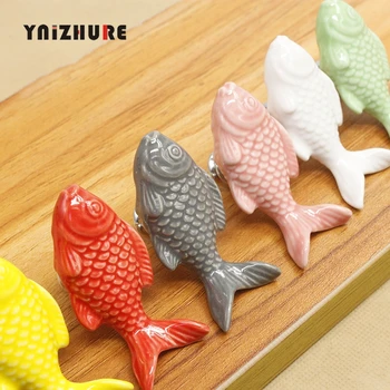 Children Drawer Knobs Fish Shape Ceramic Handles for Kids Room Kitchen Cabinet Handles Cupboard Knobs Furniture Hardware