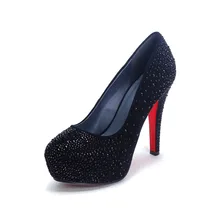 2017 designer mode wildleder pumpen damen plattform sexy rote untere extreme high heels frauen kristall hochzeit schuhe FJS-LC-01