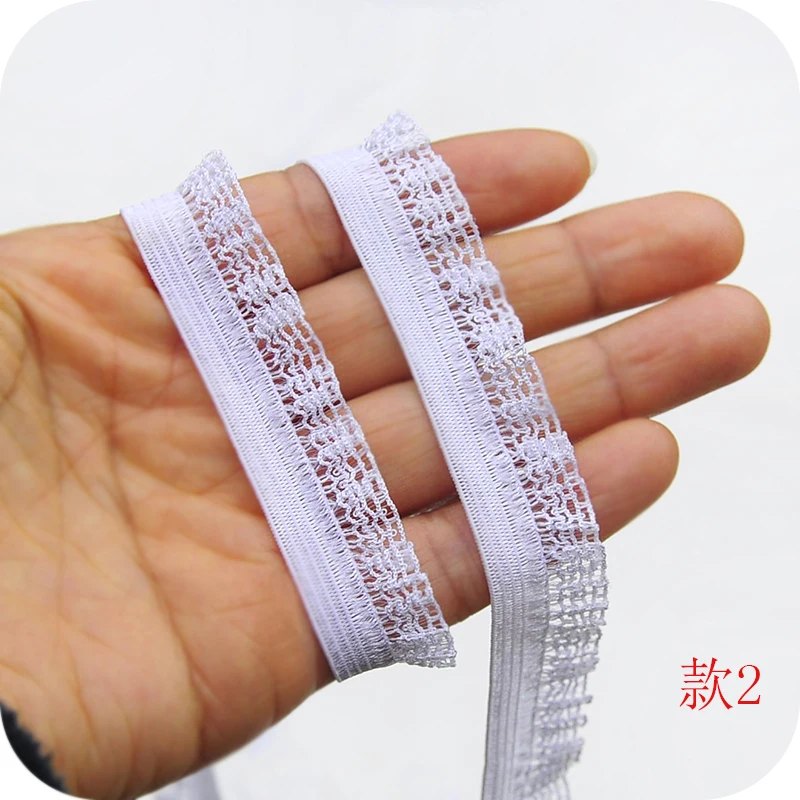 1Meter Price 1.5cm 1 м эластичный плиссированный гипюр серебро Тюль с кружевами лента фиолетовая кружевная ткань Швейные украшения для одежды ремесла поставки YU28 - Цвет: 1Meter Price 1.5cm
