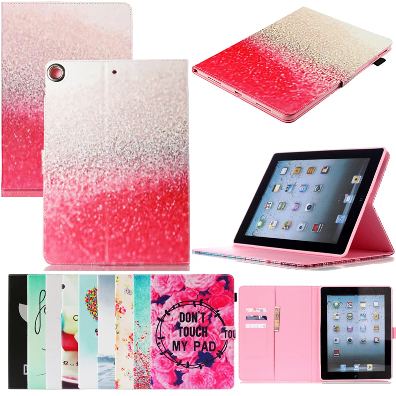 

Tablet iPad8 Funda For iPad 9.7 2017 2018 A1822 Luxury Cartoon Print Leather Wallet Magnetic Flip Case Cover Coque Skin Stand