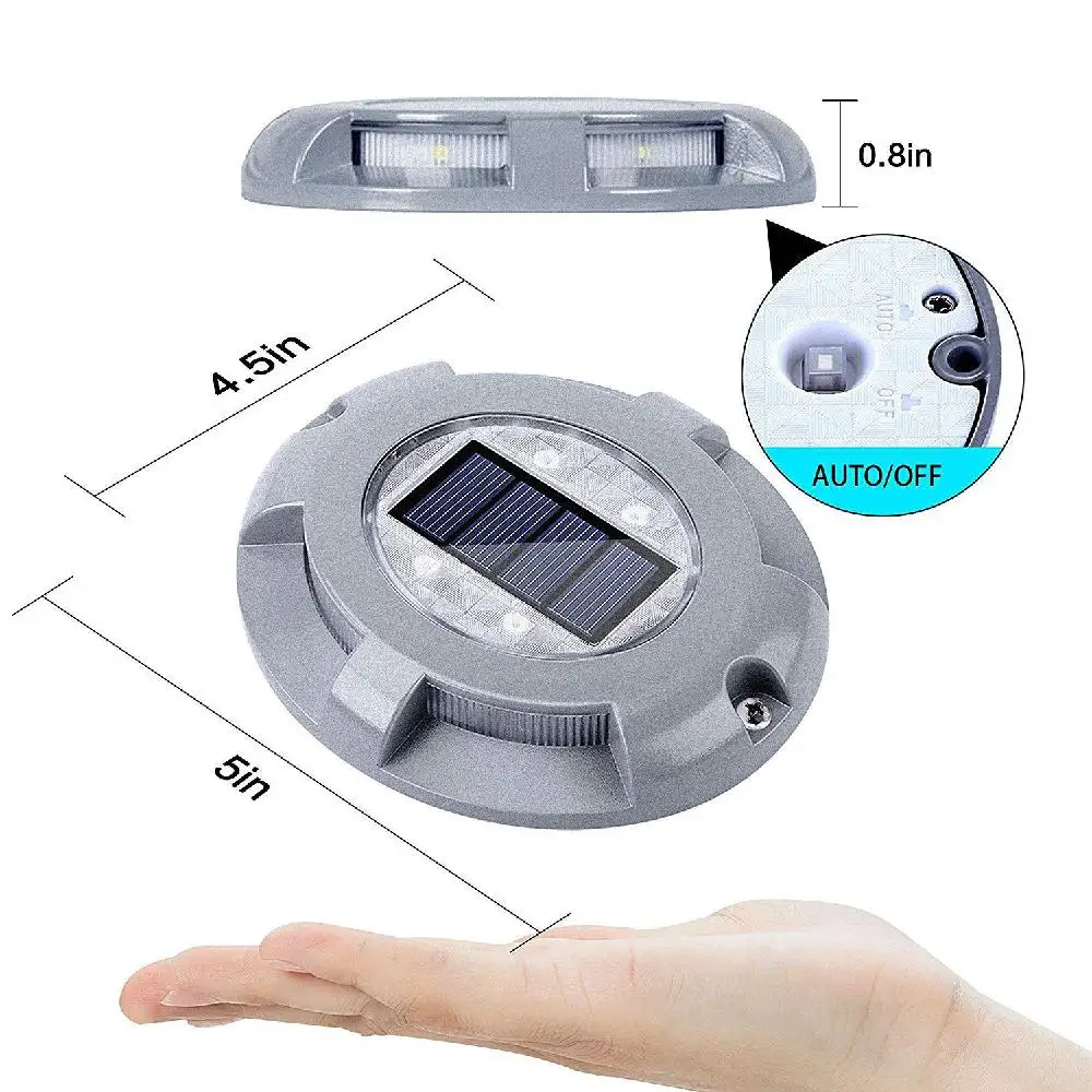 Alta de Tpfocus Luz de Estrada Posta Solar Redonda Impermeável Compressiva 4 Leds 9 Luz de estrada posta solar redonda impermeável