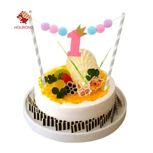 1 компл. Ребенок один год помпон торт Топпер детей с днем рождения украшение инструмент Дети День рождения выпечки аксессуар