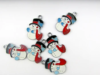 

ECM29 Mix Color 20Pcs Alloy Metal Enamel Christmas Snowman Charms Pendants 30x20mm bead