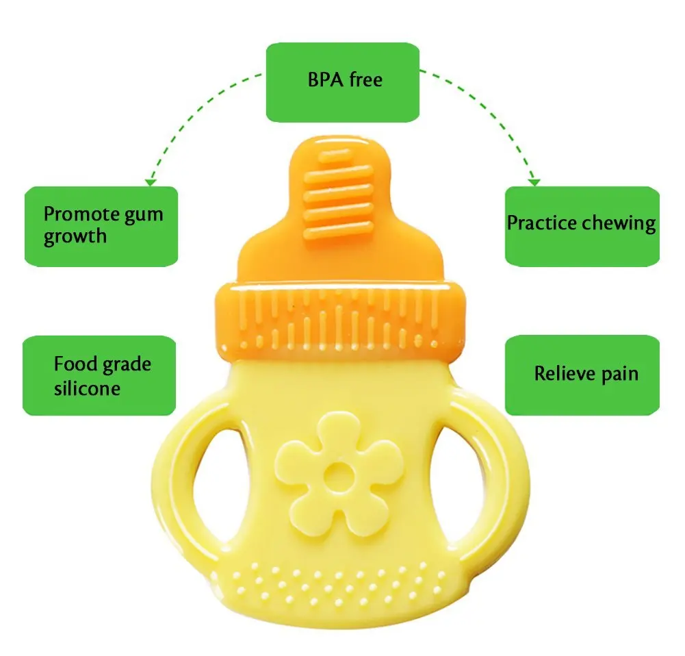 Ребенка при прорезывании зубов игрушки BPA бесплатно натурального органического Холодильная камера Прорезыватель набор для 3 до 12 месяцев