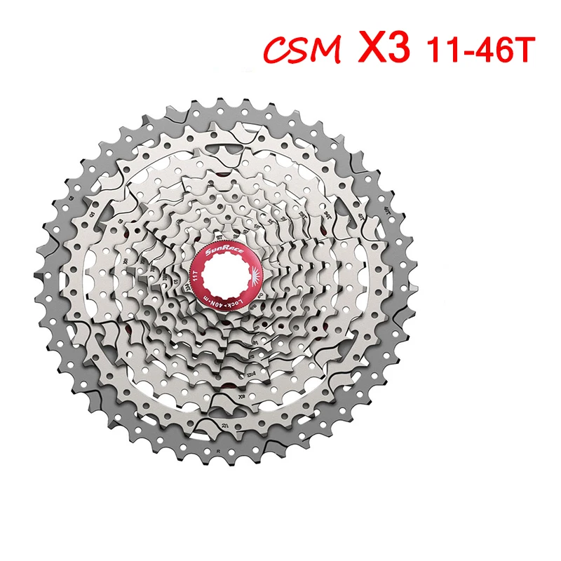 Sunracing 10 S кассета CSMS3 CSMX3 11-40T11-42T 11-46 T MTB велосипедная обгонная муфта Moutain велосипедная кассета Fit Shimano SRAM маховик - Color: 10S-X3-Sliver-11-46T