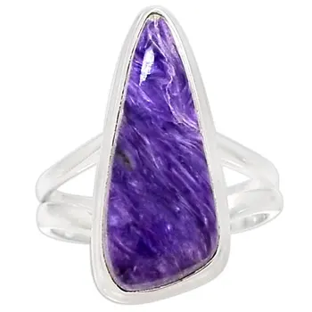

Lovegem Genuine Charoite Ring 925 Sterling Silver,Size :6.5, AR3168