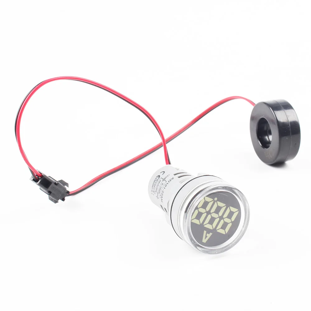 Пластик 22 мм AD16-22AM мини Амперметр измеритель тока светодиодный индикатор с трансформатор ct белый желтый красный зеленый синий освещение