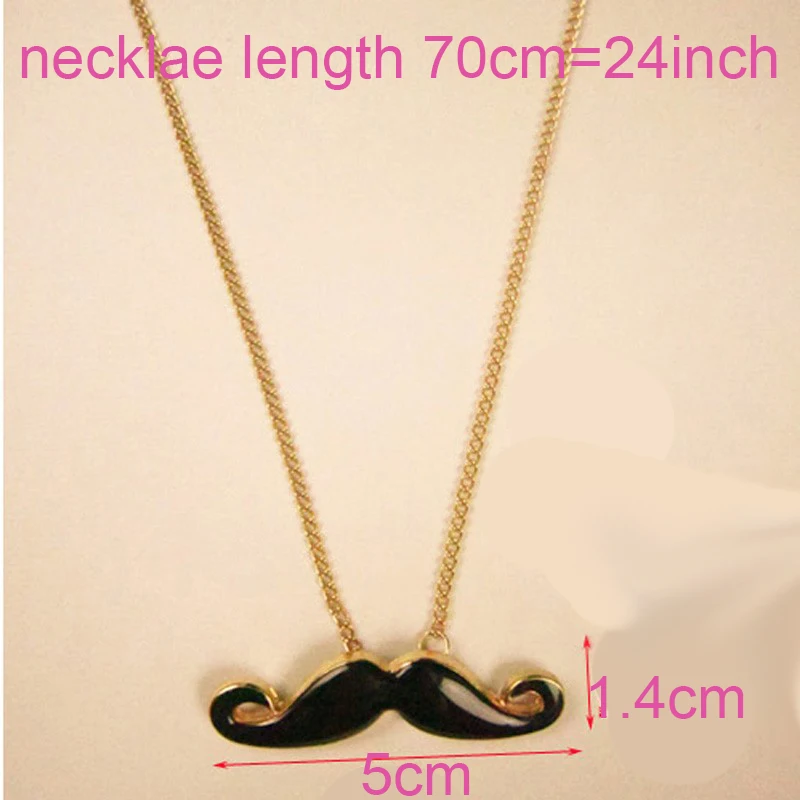 

NEW Korean Fashion Necklace Length 70cm=24Inch, Mustache Black Beard Pendants Gold Color Necklace Sweater Chain N1184