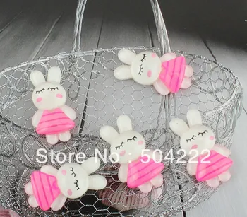 

set of 100pcs pink shy rabbit bunny Resin kawaii cabochon for cell phone decor,embellishment,DIY jewelry project supply 1.3inch