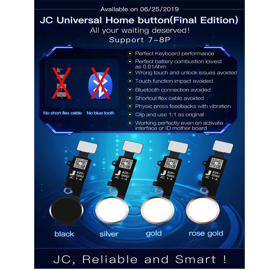 Новинка JC YF HX универсальная кнопка home для iphone 7/7 plus/8/8 plus Кнопка возврата только функция возврата и экран не сенсорный ID