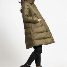 ТРАПЕЦИЕВИДНОЕ Женское зимнее пуховое пальто с высоким воротником, пуховик, зимнее пальто, плотное пуховое пальто