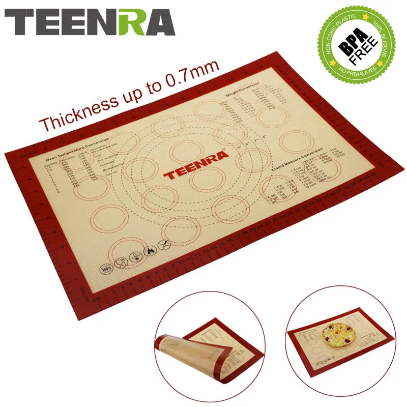 

TEENRA 1Pcs Large Baking Mat Nonstick Silicone Baking Mat Scale Macaron Rolling Dough Mat Slipat Cooking Liner Confeitaria Tools