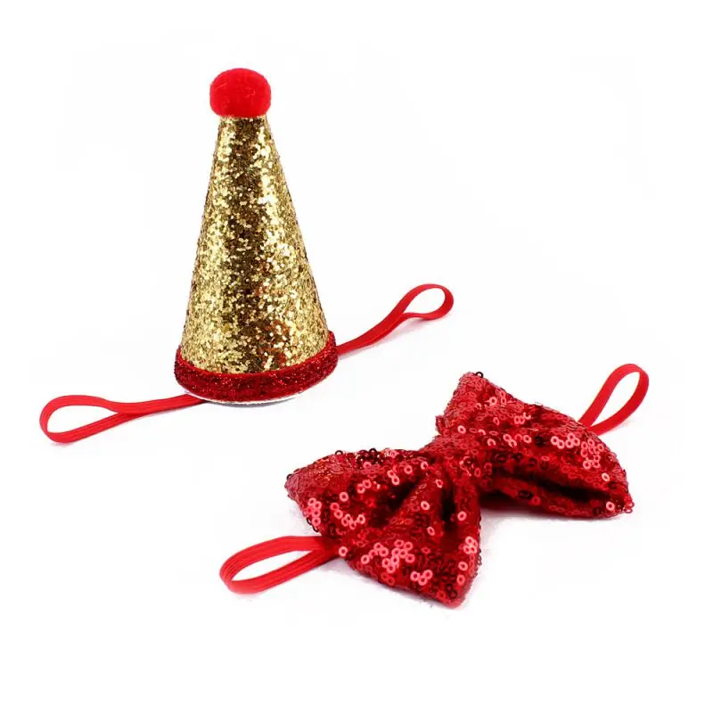 Шляпа для собаки, ошейник для питомца, декоративный костюм для вечеринки на день рождения для маленьких собак, лучший подарок для собаки, удобные аксессуары для собак - Цвет: Красный