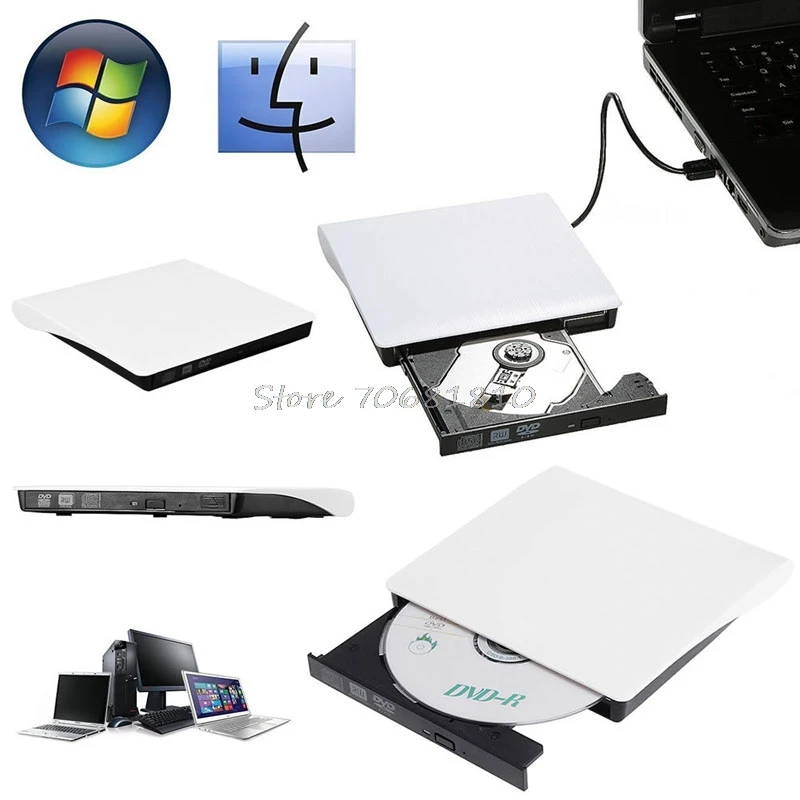 Slim External USB3 0 Recordable DVD ROM CD RW DVD RW Burner Drive For PC Laptop