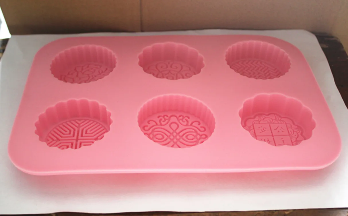 six different moon cake shape silicone molds hand made soap molds