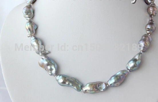

FREE SHIPPING j0012 stunning big baroque gray keshi reborn freshwater pearl necklace HOT HOT sell