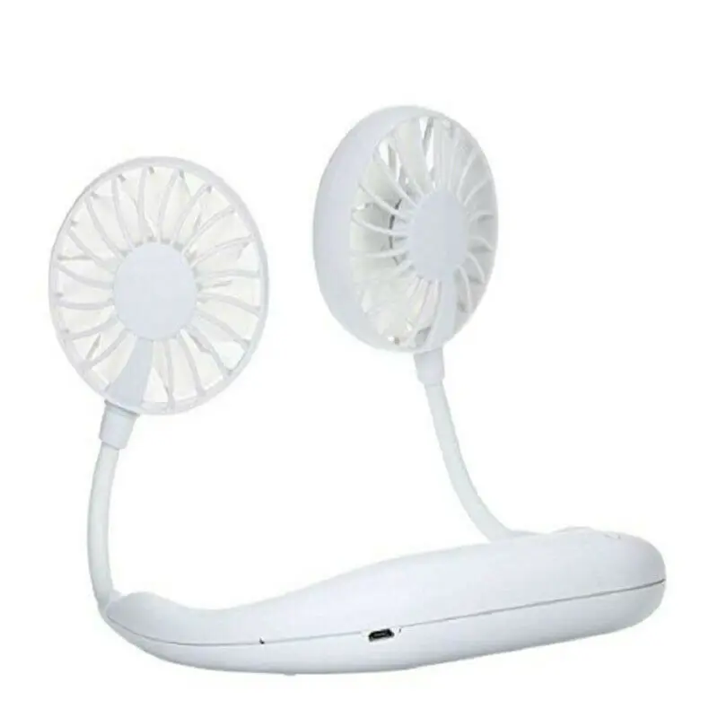 Ленивый нашейный вентилятор портативный зарядный маленький usb вентилятор перезаряжаемый мини двойной охлаждающий спортивный вентилятор - Цвет: Белый