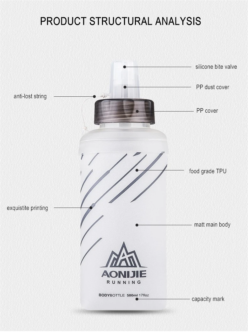 AONIJIE SD18 мягкая колба складной 500 мл мягкая бутылка ТПУ BPA бесплатно для бега гидратации пакет жилет марафон