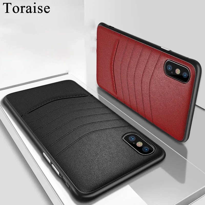 Toraise For iPhone XS Max Case PU Leather Silicone Edge Back XR X Phone Cover for 7 8 Plus 6s 6 7Plus |