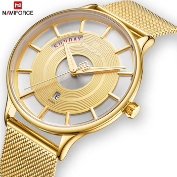 

NAVIFORCE Mens Watches Gold Business Casual Quartz Watch Simple Waterproof Sport Military wristwatch men Clock Relogio Masculino
