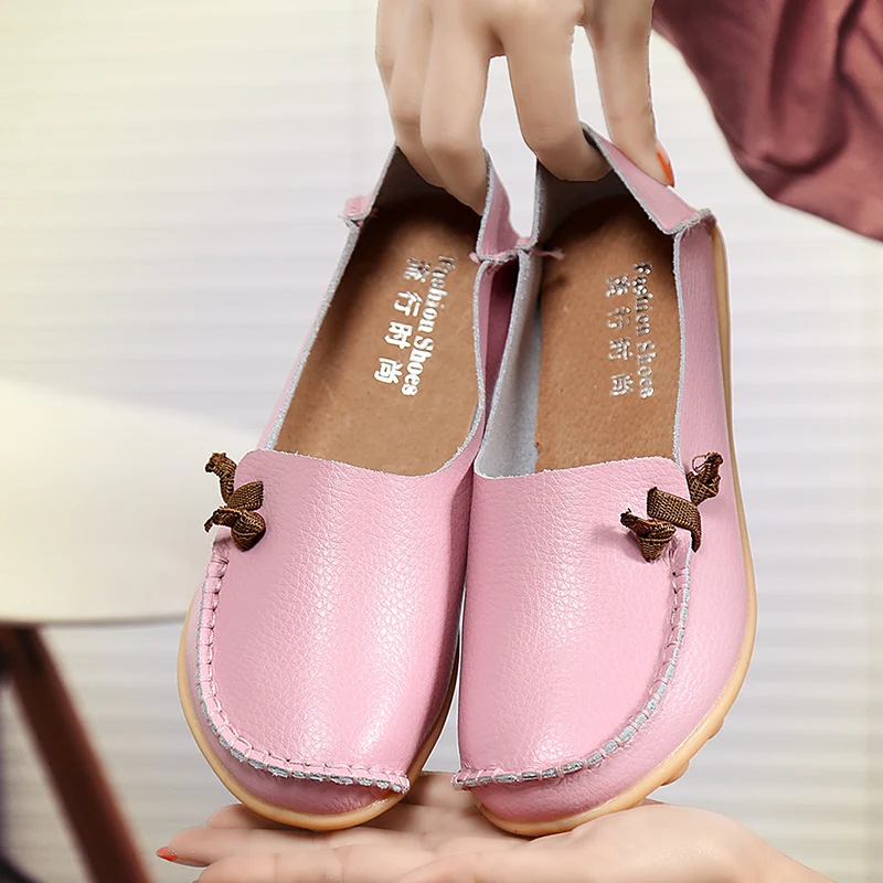 Женская обувь; Новинка года; модная кожаная обувь; женские лоферы на плоской подошве; женская обувь; нескользящие кроссовки для женщин; zapatillas mujer; размера плюс - Цвет: Pink