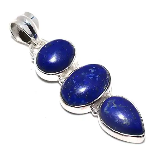 

Genuine Lapis Lazuli Pendant 925 Sterling Silver, 48.4 mm, 2SP0085