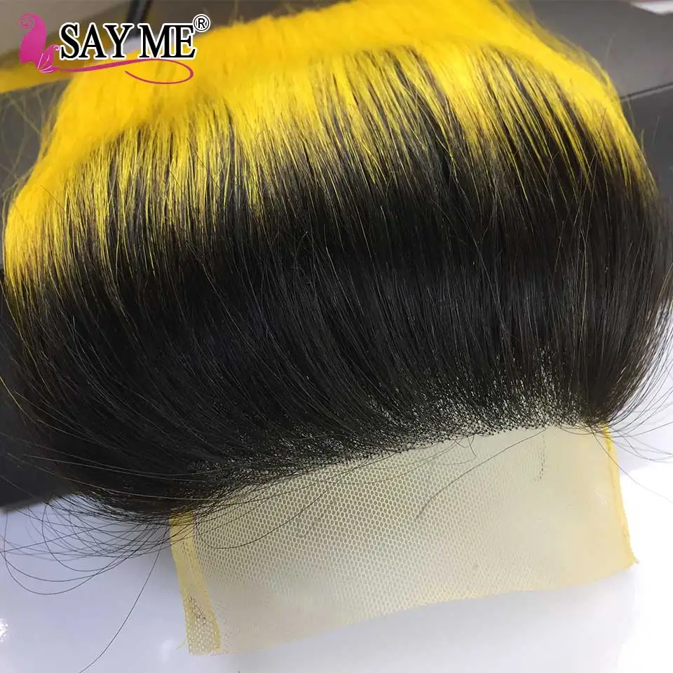 1B/Yellow Dark Root Ombre Peruvian Straight Hair 3 Bundles With Closure Remy Double Weft Human Hair Bundles With Closure Colored 1B/Yellow Dark Root Ombre Peruvian Straight Hair 3 Bundles With Closure Remy Double Weft Human Hair Bundles With Closure Colored