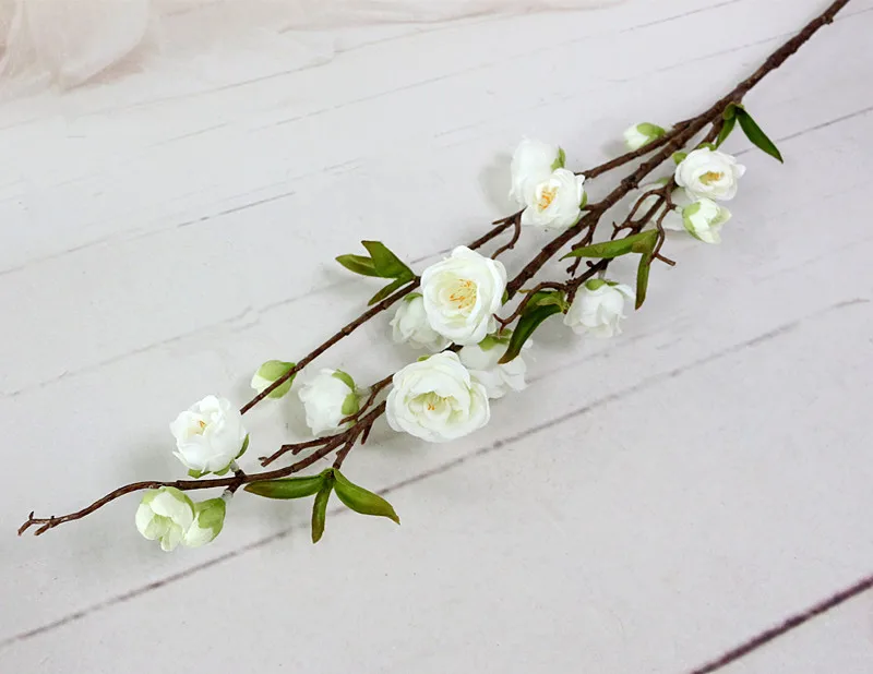 Flone Artificial Cherry Flower Simulation Peach Blossom Silk Flowers Fake Flower Branch Bouquet Wedding Home Party Decor Art (13)