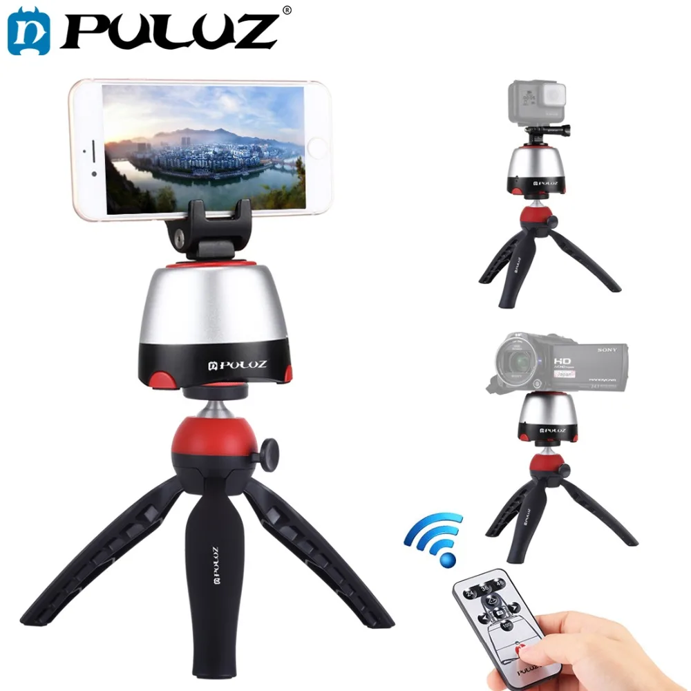 PULUZ Electronic Tripod 360 Degree Rotating Panoramic Tripod Head w/h Remote Controller For GoPro Iphone Smartphone DSLR Cameras