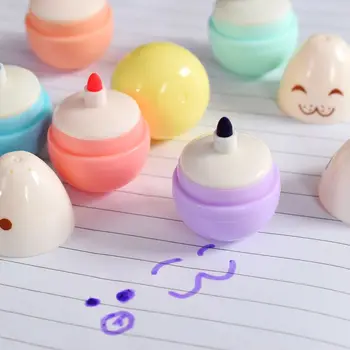 

6 Pcs/lot Mini Smile Egg Highlighter Pens Marker Pen Kawaii Stationery Material Escolar Papelaria Writing School Supplies