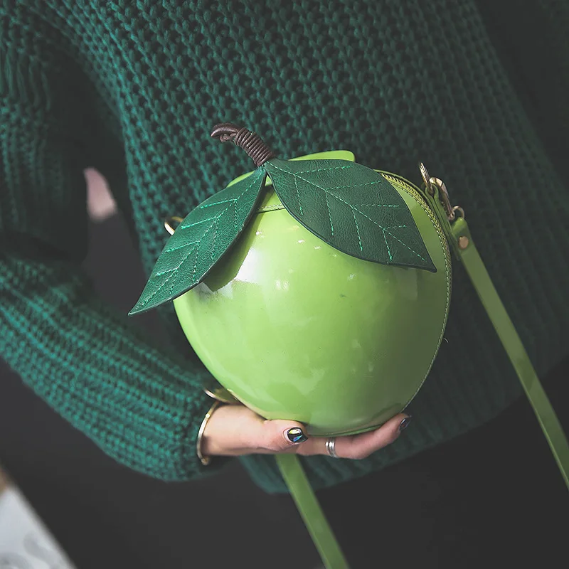 2018 Newest Hot Cute Cartoon Bags Apple Shape Shoulder Bag for Girls Mini Crossbody Bags Personality Purse Fashion Messenger Bag (38)